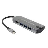 [AC-9379] ADAPTADOR HUB CONECTOR USB TIPO C CON 3 PUERTOS USB A HEMBRA / 1 HDMI PERFECT CHOICE - GRIS