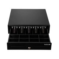 [CAJ-36] CAJON DE DINERO - TECHZONE - TZBE4B8M90 - COMPARTIMENTO PARA 4 BILLETES Y 8 MONEDAS - GAVETA REMOVIBLE - 3 SISTEMAS DE APERTURA - NEGRO