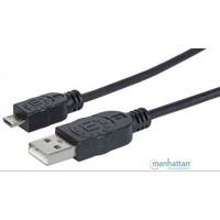 [CB-336] CABLE USB,MANHATTAN,307178, V2 A-MICRO B, BOLSA PVC 1.8M NEGRO