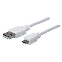CABLE USB,MANHATTAN,323897, V2 A-MICRO B, BOLSA PVC 1.0M BLANCO