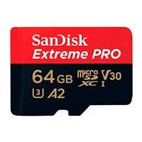 MEMORIA SANDISK MICRO SDXC 64GB EXTREME PRO 200MB/S 4K CLASE 10 A2 V30 C/ADAPTADOR SDSQXCU-064G-GN6MA