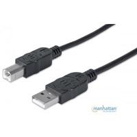 [CB-207] CABLE USB,MANHATTAN,333368, V2.0 A-B 1.8M, NEGRO